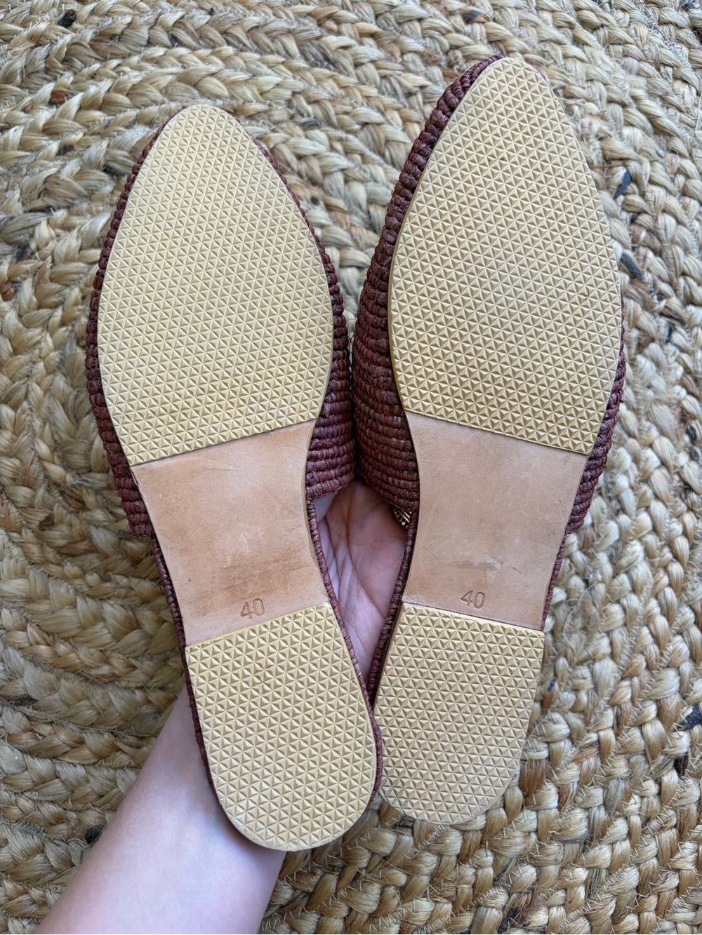 Bulibasha Babouche Mule Slip On Slide 40 EU 9-9.5 US Handwoven Red Brown NWOT - Picture 11 of 12